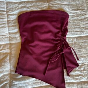 Garage Dark Red Strapless Top